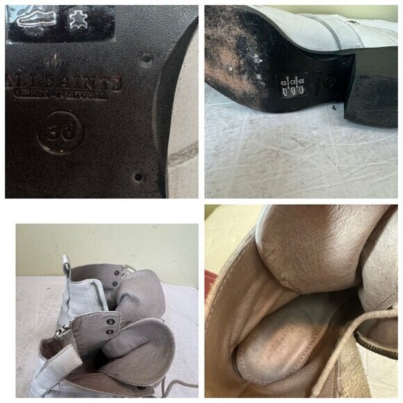 AllSaints Katy Leather Zip Buckle Lace Up Moto Western Heel Boots Festival Shoe - Picture 16 of 16